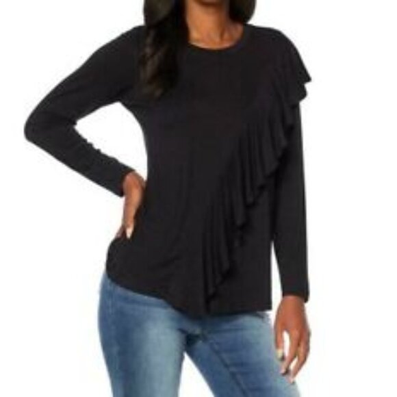 DG2 Diane Gilman Ruffle Front Top 613-558 - Picture 1 of 11